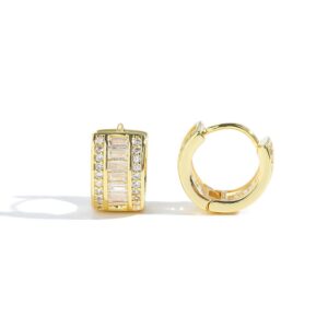 LXED4020 Hip Hop copper inlaid zircon earrings 14*7.5mm studs