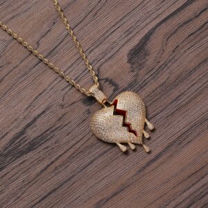 Hip hop pendant copper inlaid with zircon water drop heart shape