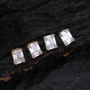 LXED4024 Hip Hop copper inlaid zircon earrings 6*8mm rectangular stud earrings