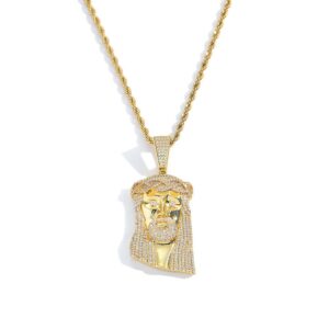 Hip hop pendant copper inlaid with zircon human face head shape