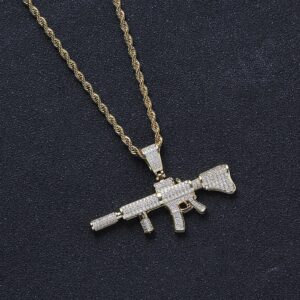Hip hop pendant copper inlaid zircon gun shape