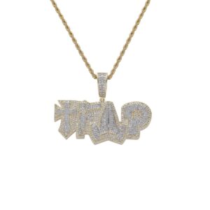 Hip hop pendant copper inlaid with zircon TRAP characters