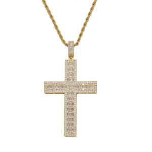 Hip hop pendant copper inlaid zircon cross shape