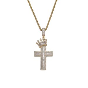 Hip hop pendant copper inlaid zircon cross shape