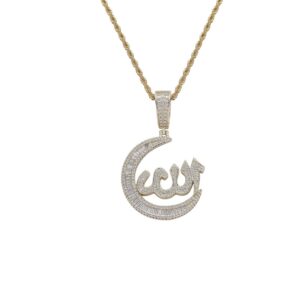 Hip hop pendant copper inlaid with zirconia moon shape