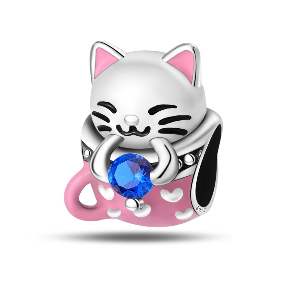 S925 sterling silver beaded kitten bracelet accessory - Image 4