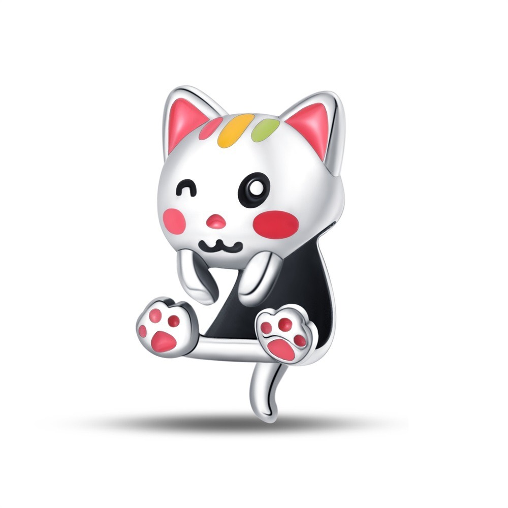 S925 sterling silver beaded kitten bracelet accessory - Image 2