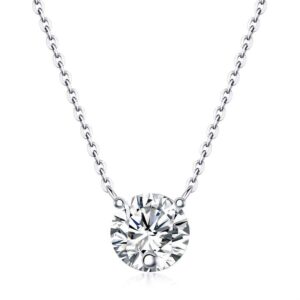 Moissanite Pendant Necklace for Women, 2CT 925 Sterling Silver D Color Necklace with Certificate of Authenticity