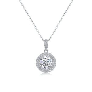 2 Carat Dancing CZ Necklace for Women 18\" Silver 925 Chain