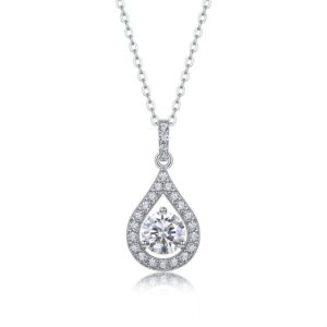 1CT Moissanite Pendant Necklace for Women Plated in 18K Gold 925 Silver Diamond Necklace