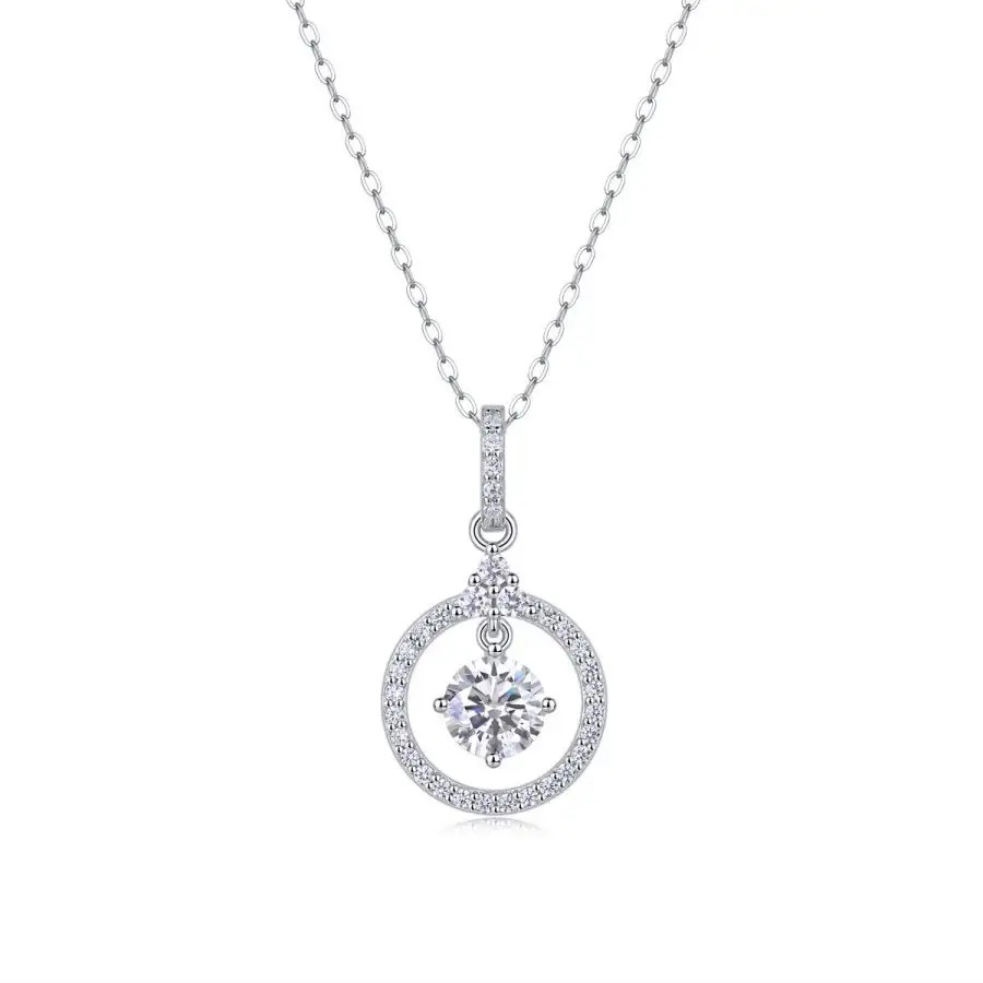 Elegant 1 Carat D Color (VVS1) Moissanite Necklace with 925 Sterling Silver