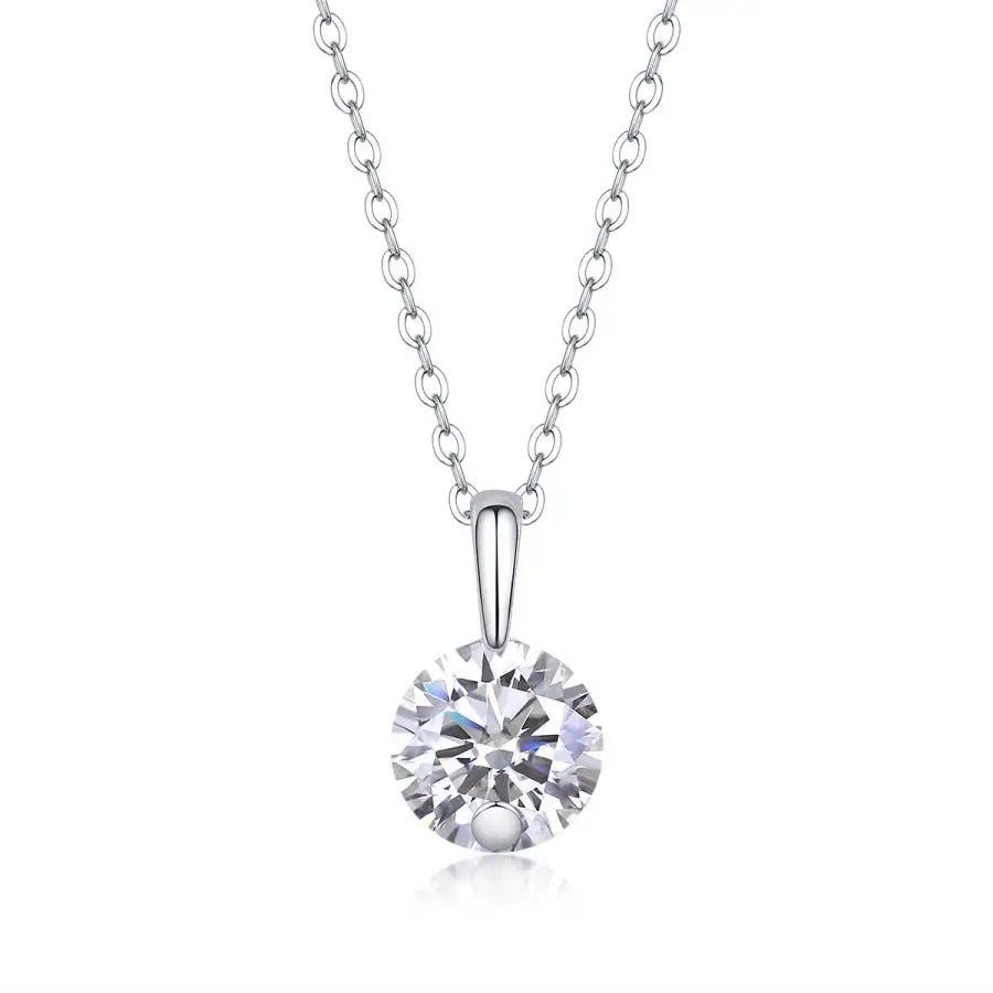 2-Carat Moissanite Pendant Necklace in 925 Sterling Silver