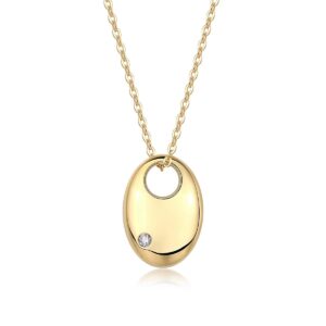 Oval Pendant Necklace with Moissanite Accent - S925