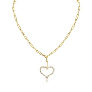 Heart-Shaped Moissanite Pendant Necklace - S925 Sterling Silver Gold-Plated