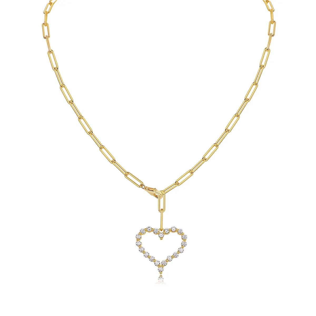 Heart-Shaped Moissanite Pendant Necklace - S925 Sterling Silver Gold-Plated