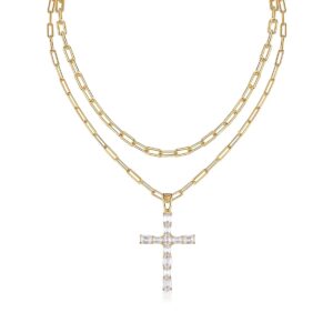 Gold-Plated Moissanite Layered Pendant Necklace - S925 Sterling Silver