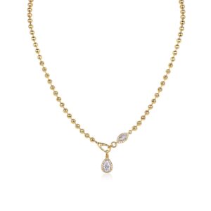 Pear-Shaped Moissanite Pendant Necklace - S925 Sterling Silver Gold-Plated