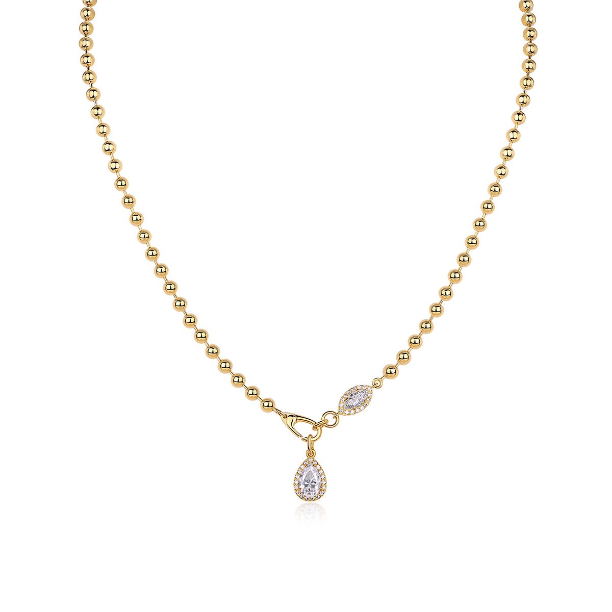 Pear-Shaped Moissanite Pendant Necklace - S925 Sterling Silver Gold-Plated
