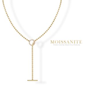 Moissanite Gold-Plated Circle Pendant Necklace - S925 Sterling Silver