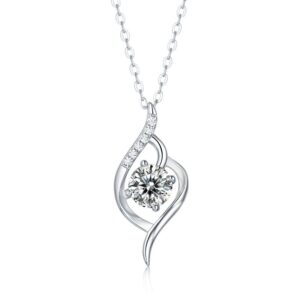925 Sterling Silver Lucky 0.5Ct Moissanite Pendant Necklace