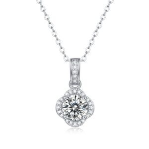 925 Sterling Silver White Gold Moissanite Necklace For Women