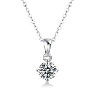 6.5mm Pendant Moissanite Diamond Twinkle Stone 925 Sterling Silver Jewelry Necklace Women