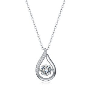 925 Sterling Silver Choker Necklace with Diamond Pendant Moissanite Main Stone