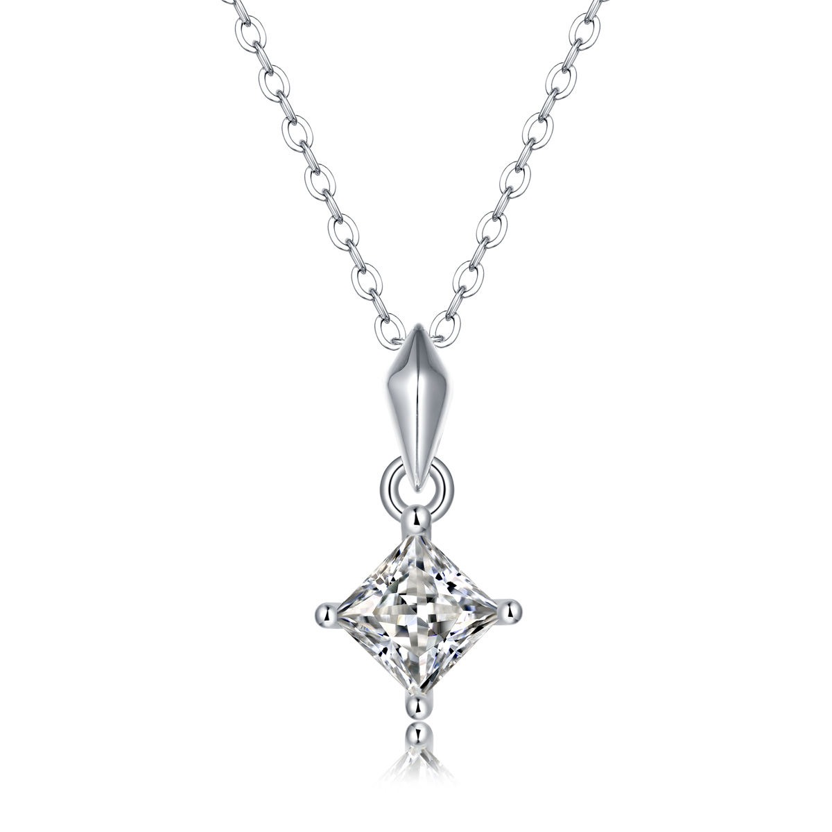 925 Sterling Silver Necklace with Sparkling Moissanite Diamonds