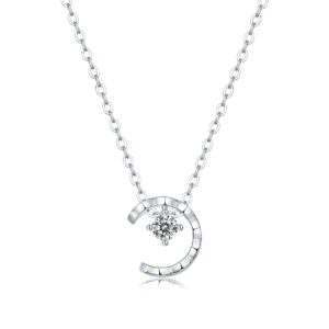 Moissanite Necklace White Gold Plated S925 Sterling Silver Jewelry Pendant Necklace