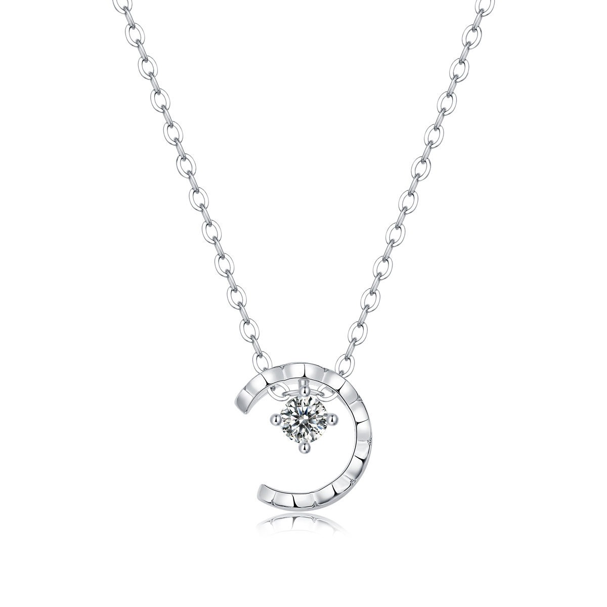 Moissanite Necklace White Gold Plated S925 Sterling Silver Jewelry Pendant Necklace