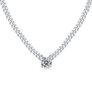 Vvs D Diamond Moissanite S925 Sterling Silver Pendant Necklace For Women Jewelry
