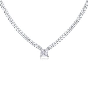 S925 Sterling Silver Style Pendants Necklace quadrate VVS Moissanite White Customized Pendant Necklace