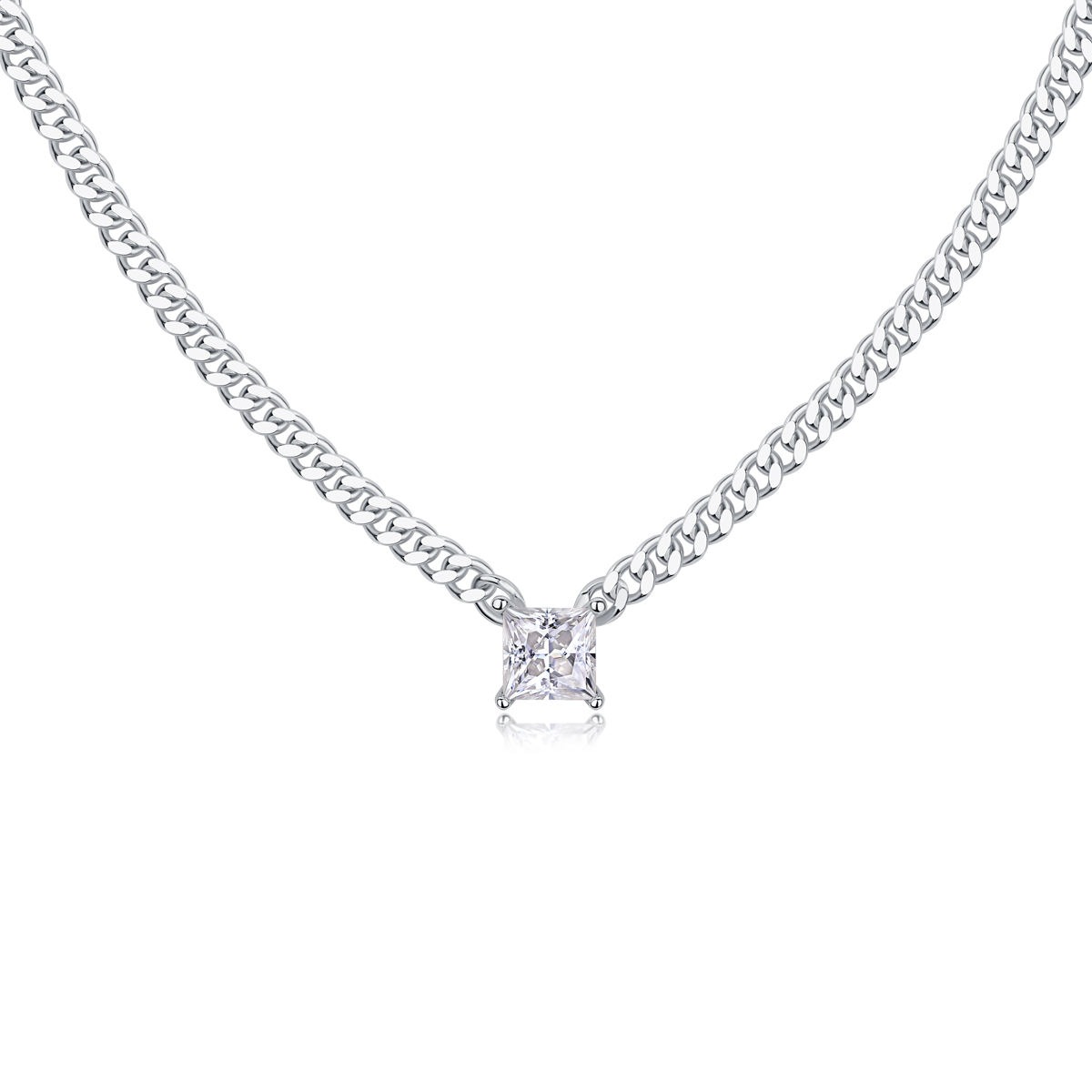 S925 Sterling Silver Style Pendants Necklace quadrate VVS Moissanite White Customized Pendant Necklace