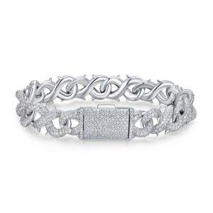 S925 Sterling Silver Hip Hop Moissanite Full Diamond Men's Bracelet