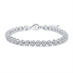 S925 Silver Moissanite Tennis Bracelet with 18K Gold Plating, D Color VVS1, Elegant Gift for Men & Women