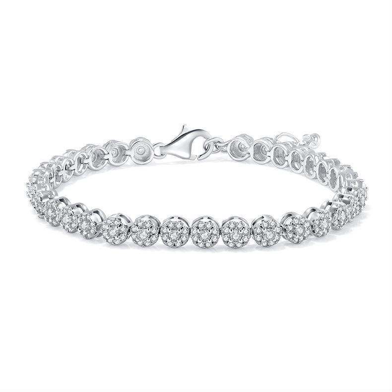 S925 Silver Moissanite Tennis Bracelet with 18K Gold Plating, D Color VVS1, Elegant Gift for Men & Women