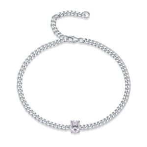 S925 sterling silver oval moissanite unisex bracelet is adjustable in size