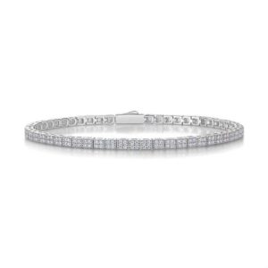 1.2mm Elegant Double Row Moissanite Tennis Bracelet 925 Sterling Silver Luxury Style Exquisite Fashionable Wrist Bracelet