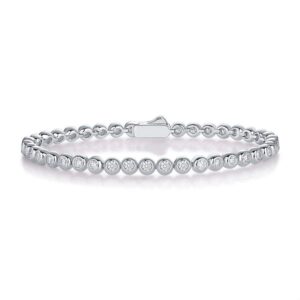3MM Moissanite Tennis Bracelet White Gold Plated 925 Silver D Color VVS1 Solitaire Women's Jewelry for Birthday Weddings