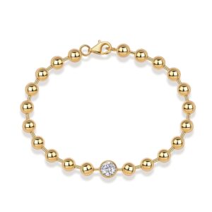 Bead Chain Bracelet S925 Sterling Silver Gold Plated Delicate Ball Chain Design Perfect for Layering or Wearing with Pendants