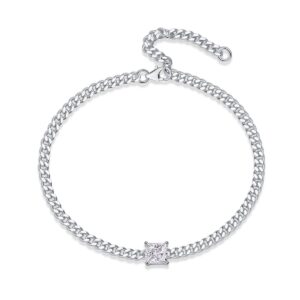 New Arrival Minimalist 925 Sterling Silver Bead Link Chain White Gol Moissanite Trendy Necklace For Gift