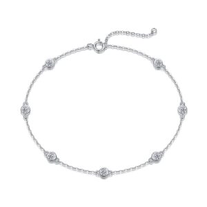S925 Solid Silver Diamond Moissanite Crystal Round Bracelet 925 Sterling Silver Bracelet Moissanite Bracelet Gift
