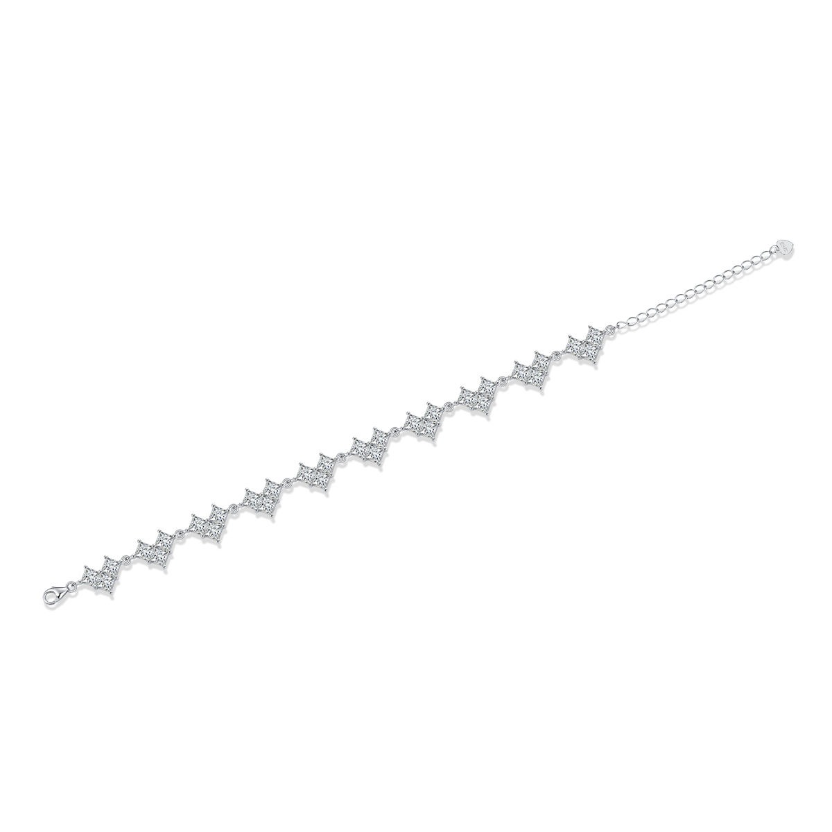 Silver 925 Diamond Brilliant Cut 1 Carat D Color Moissanite Shape Bracelet Cute Gemstone Chain - Image 2