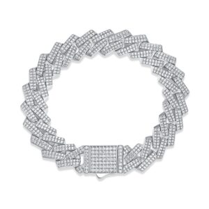Moissanite Necklace Bracelet , 925 Silver Cuban ChainCuban Bracelet Clavicle Chain For Men And Women.Engageme party Hiphop Rock