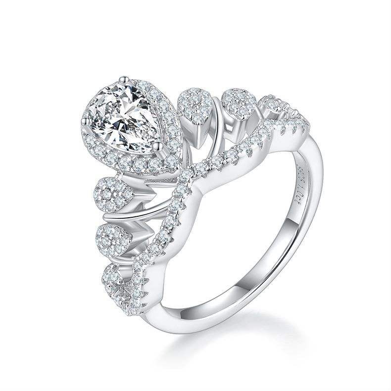 Hypoallergenic 925 Silver Pear-Shaped Moissanite Engagement Ring, Certified with Gift Box, Ideal for Valentine's Day - Image 3