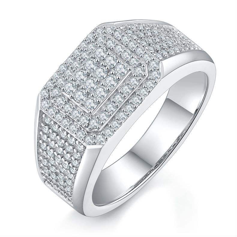 Men's Moissanite Ring S925 Silver Plated Ideal Gift for Birthdays Anniversaries, Weddings - Image 2