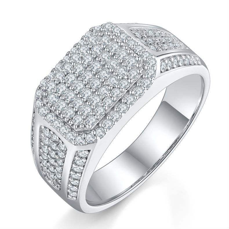 Men's 925 Silver Ring with White Moissanite Square Design - Image 2