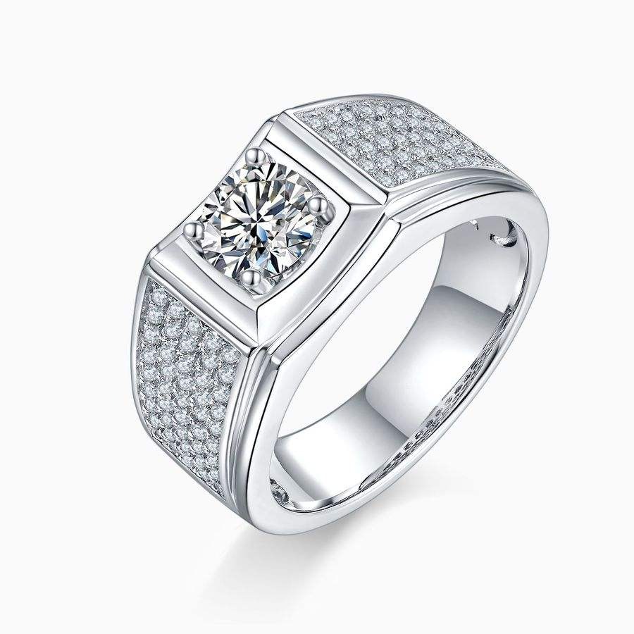 Men's S925 Silver Moissanite Engagement Ring 1 Carat - Image 2