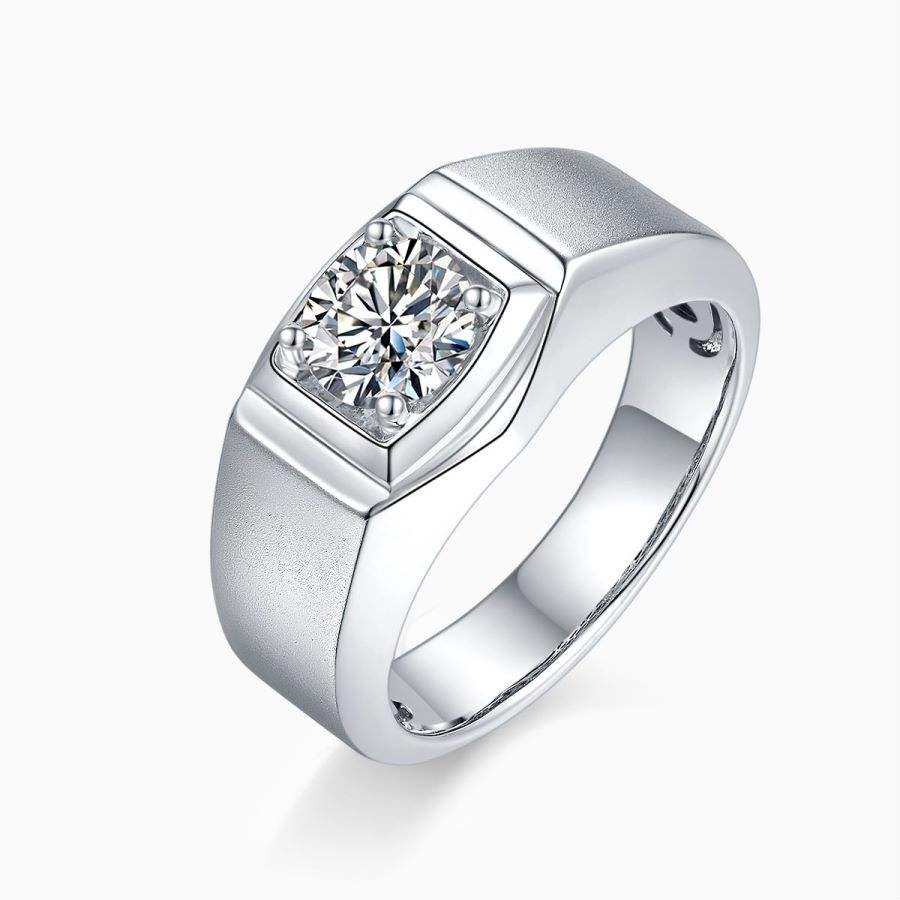 S925 Silver 1 Ct Moissanite Men's Ring Ideal for Formal Events - Image 2