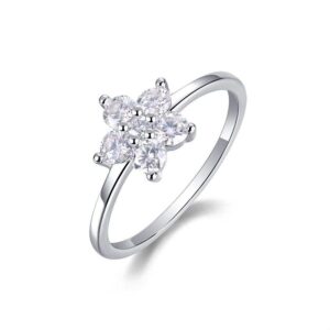 0.53Ct Moissanite Ring 18K White Gold Plated Women's S925 Silver Engagement Wedding Jewelry